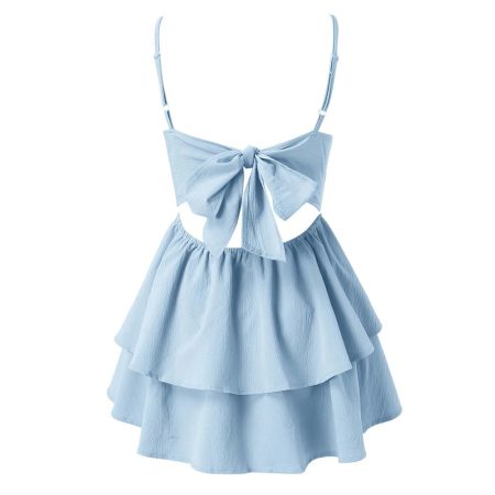 Short Dress Ruffled Double Layer Sleeveless Dress