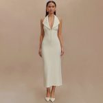 Halter Deep V Neck Long Dress - Image 5
