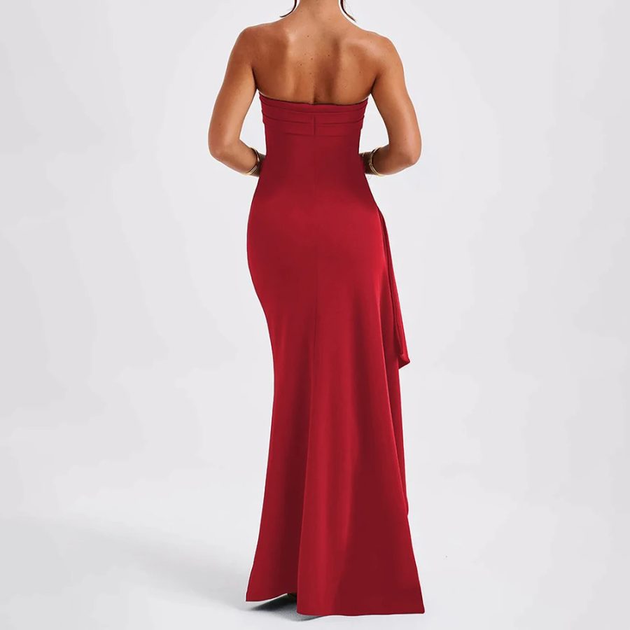 Strapless Backless High Split Maxi Dress - Image 5